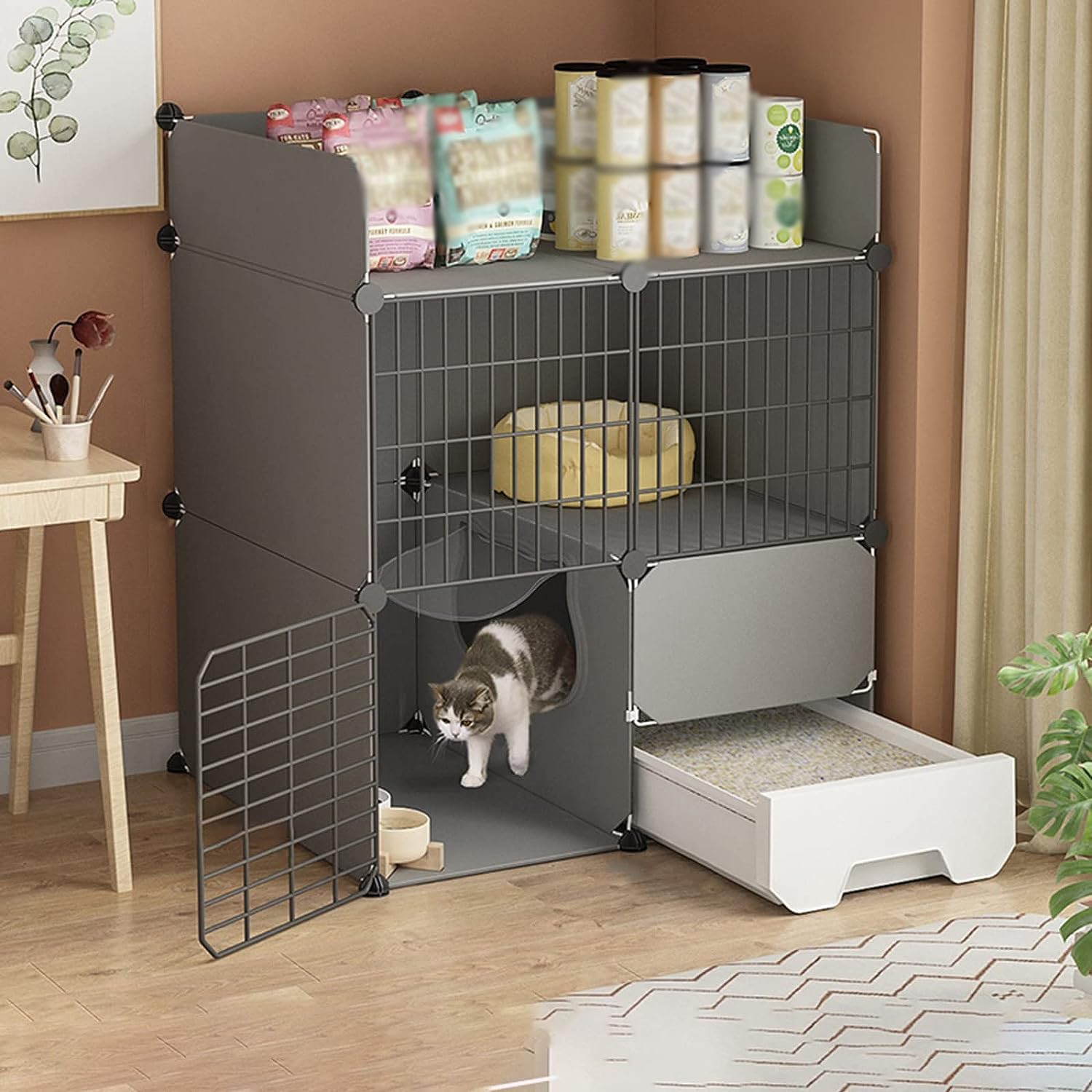 Jaula para Gatos de Interior - Parque Infantil para Gatos Jaula para Chinchillas Parque Infantil para Animales pequeños Jaula para Chinchillas para Roedores para Gatito Cachorro Conejo Ejercicio