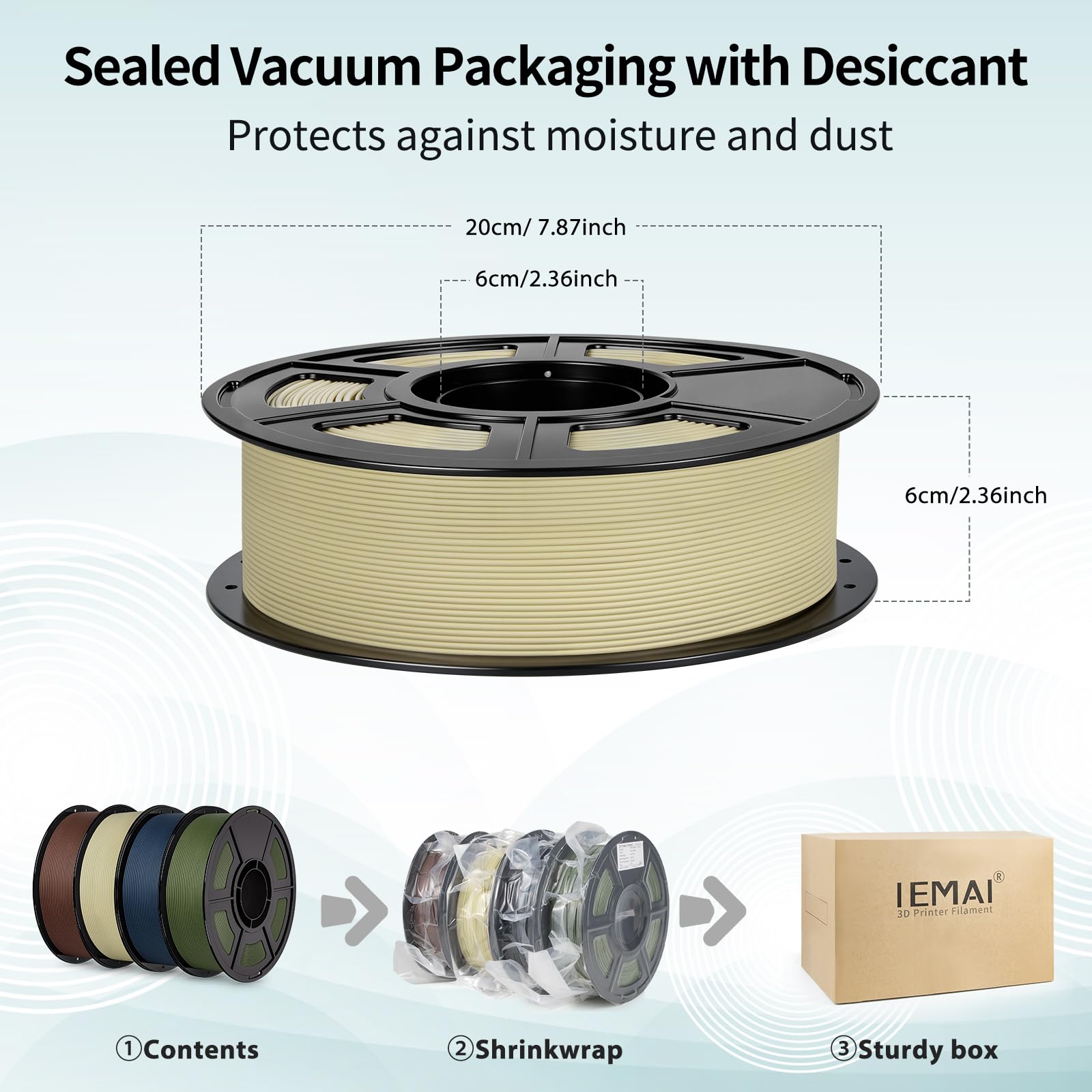IEMAI Mate PETG Filamento 1.75mm 4KG, Beige/Marrón/Azul Marino/Verde Militar, Filamento para Impresora 3D PETG de Fuerte Tenacidad, Compatible con impresoras 3D Bambu Lab