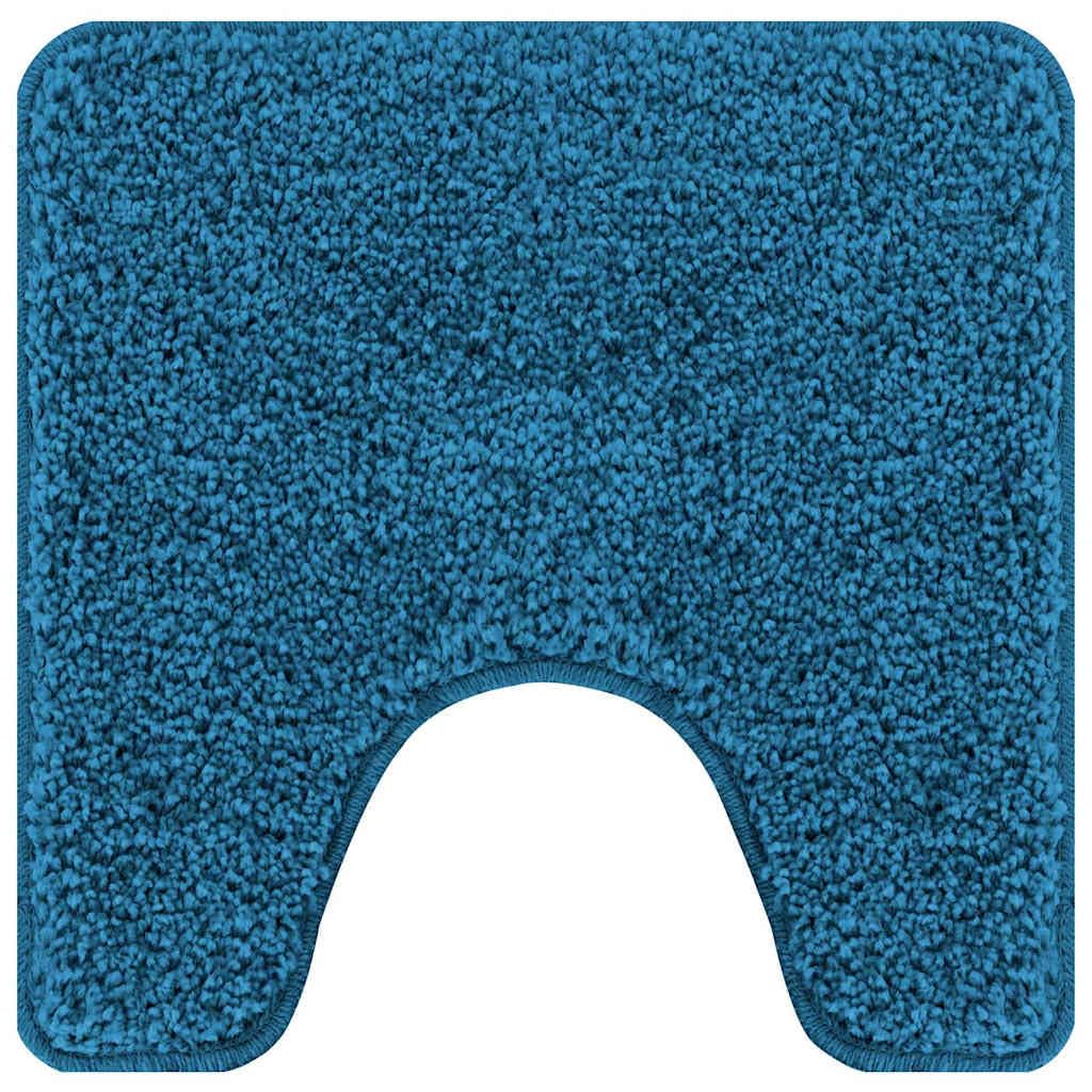Set di 2 tappetini da bagno blu con scollo per WC, antiscivolo, assorbenti, lavabili in lavatrice, 60 x 90 cm e 50 x 50 cm