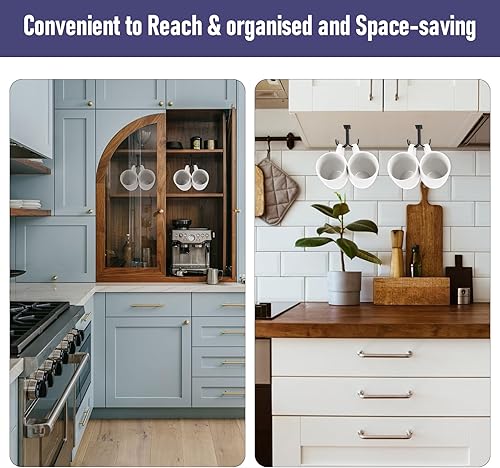 Miniatura 8 de Soporte para tazas de café, soporte para tazas para gabinete, organizador de tazas para armarios de cocina y almacenamiento para almacenamiento de