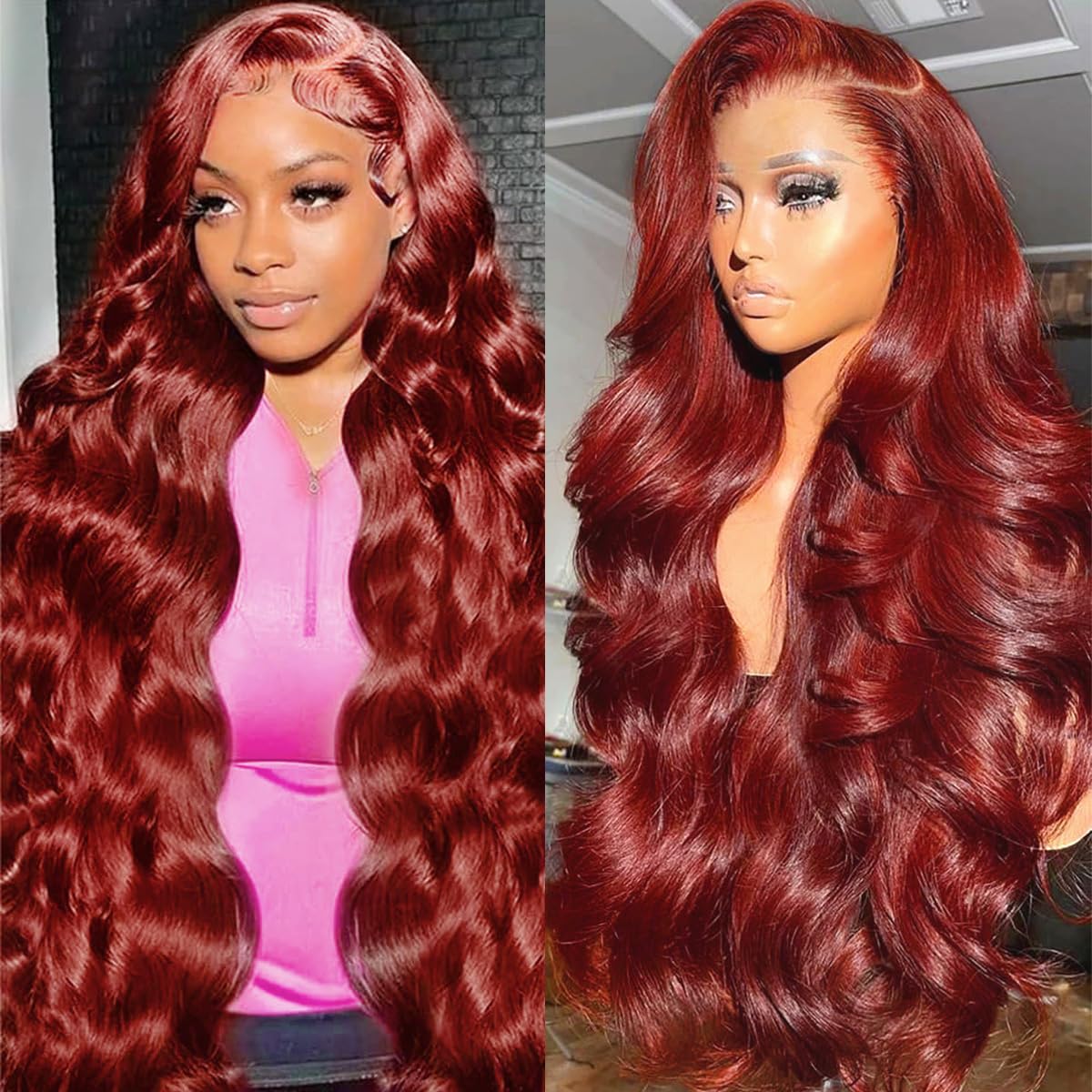- Reddish Brown Lace Front Wigs Human Hair Pre Plucked 180% Density Body Wave Auburn Colored Human Hair Wig 13x6 HD Lace Front Wigs For Women Lace Frontal Wig 24 inch