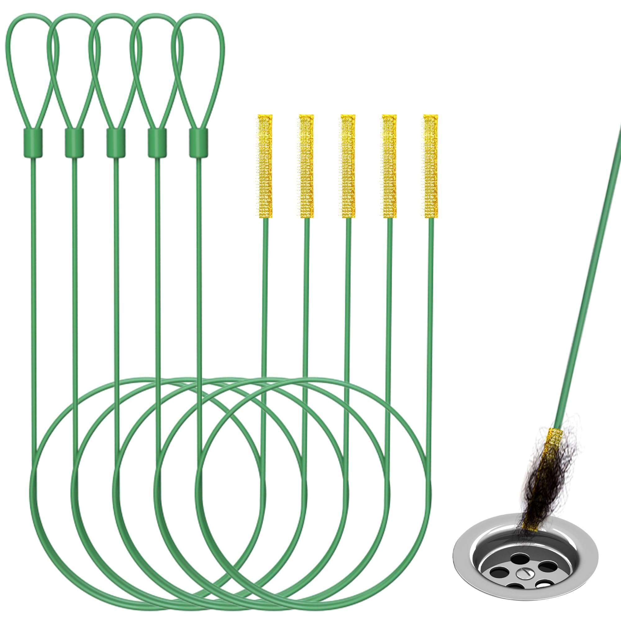 30 Inch Drain Snake Drain Clog Remover Tool, Anti-break Steel with Nylon Coating Sink Snake, Drain Auger Hair Catcher Remover for Bathroom Tub Shower, Kitchen Sink Drain (5 Pack)