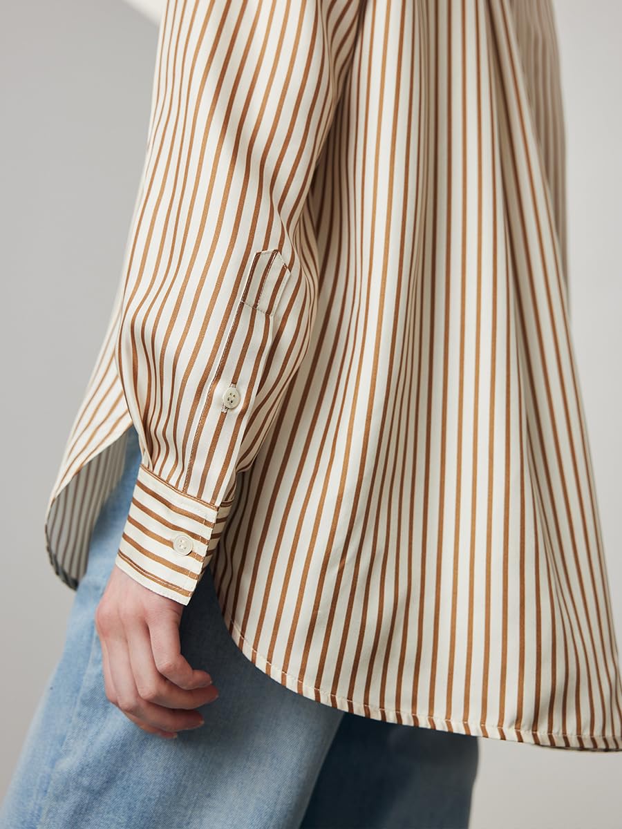 Donna Blusa da Ufficio in Seta con Collo Alto e Stampa