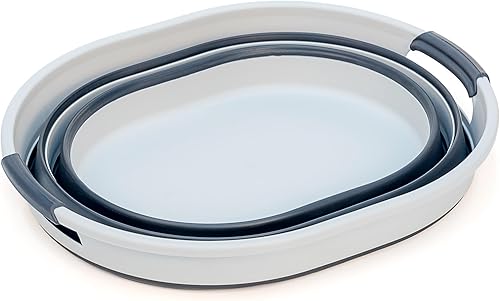 Miniatura 2 de SAMMART Cesta plegable de plástico para la ropa sucia de 23 litros (6 galones) - Tina ovalada - Contenedor de almacenamiento plegable - Tina de
