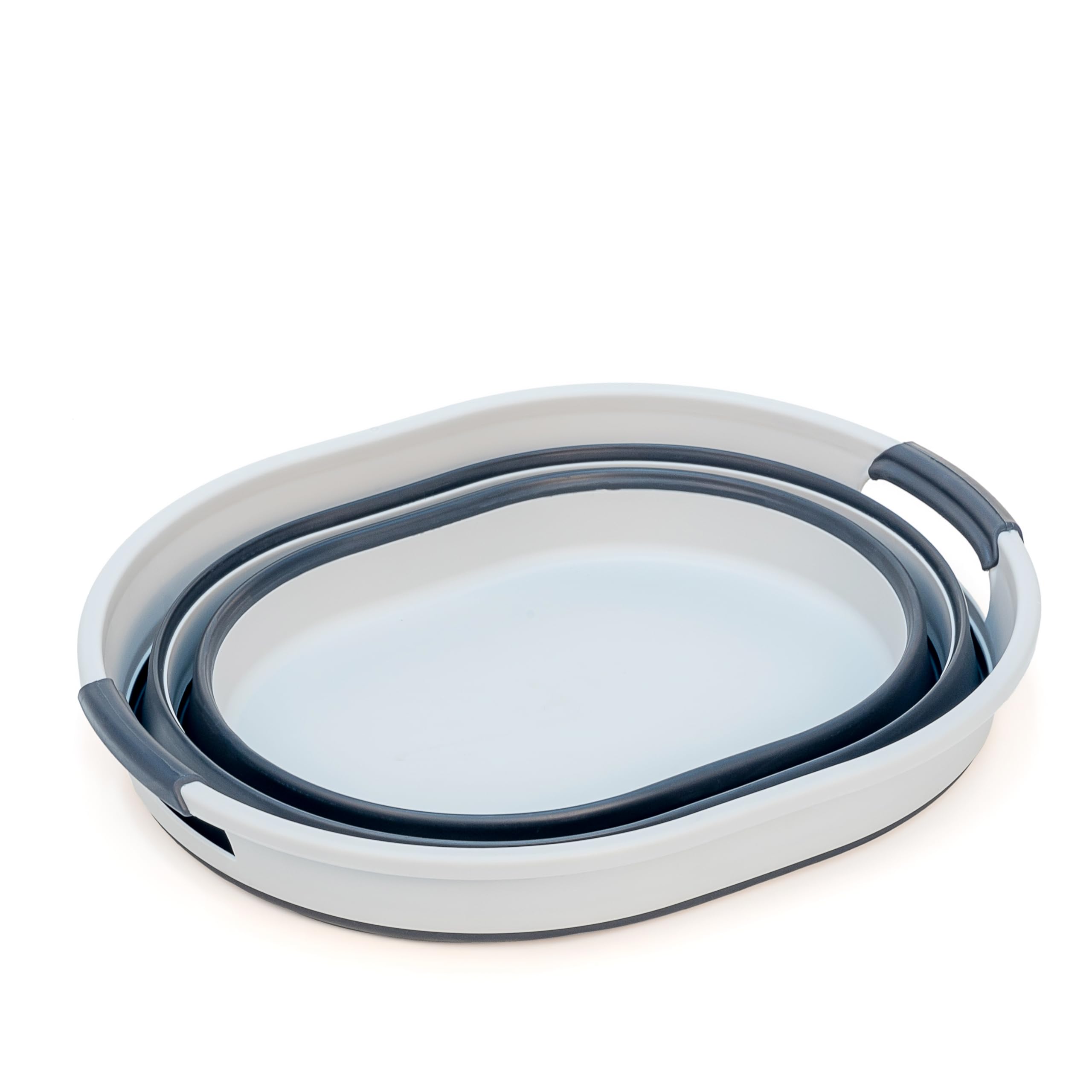 SAMMART - Panier à linge pliable en plastique de 23 l - Baignoire/panier ovale - Conteneur de rangement pliable - Bac à linge portable - Panier à linge peu encombrant (1, gris/gris ardoise)