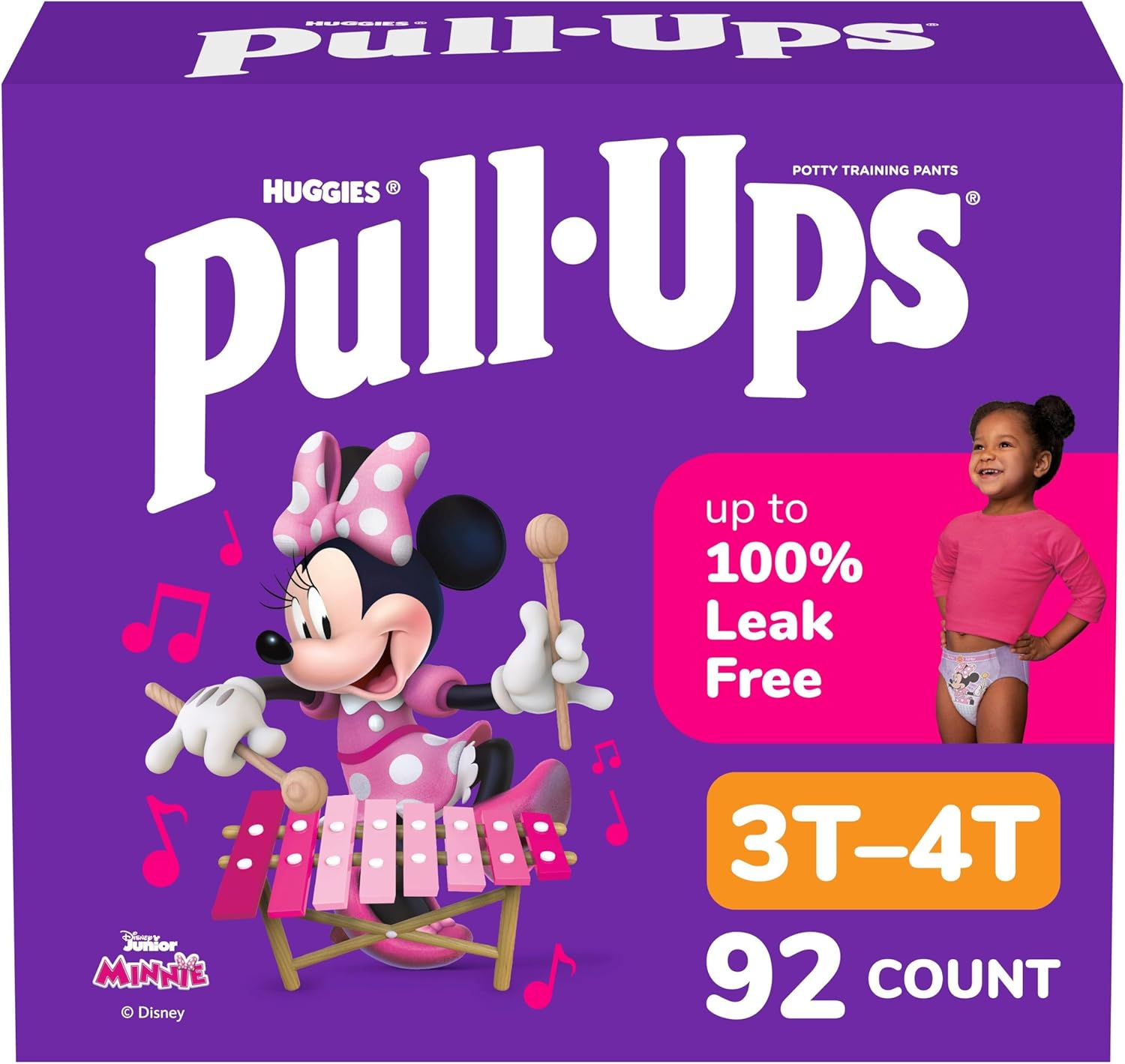 Pull-Ups Girls' Potty Training Pants, Size 3T-4T Training Underwear (32-40 lbs), 92 Count 3T-4T 92