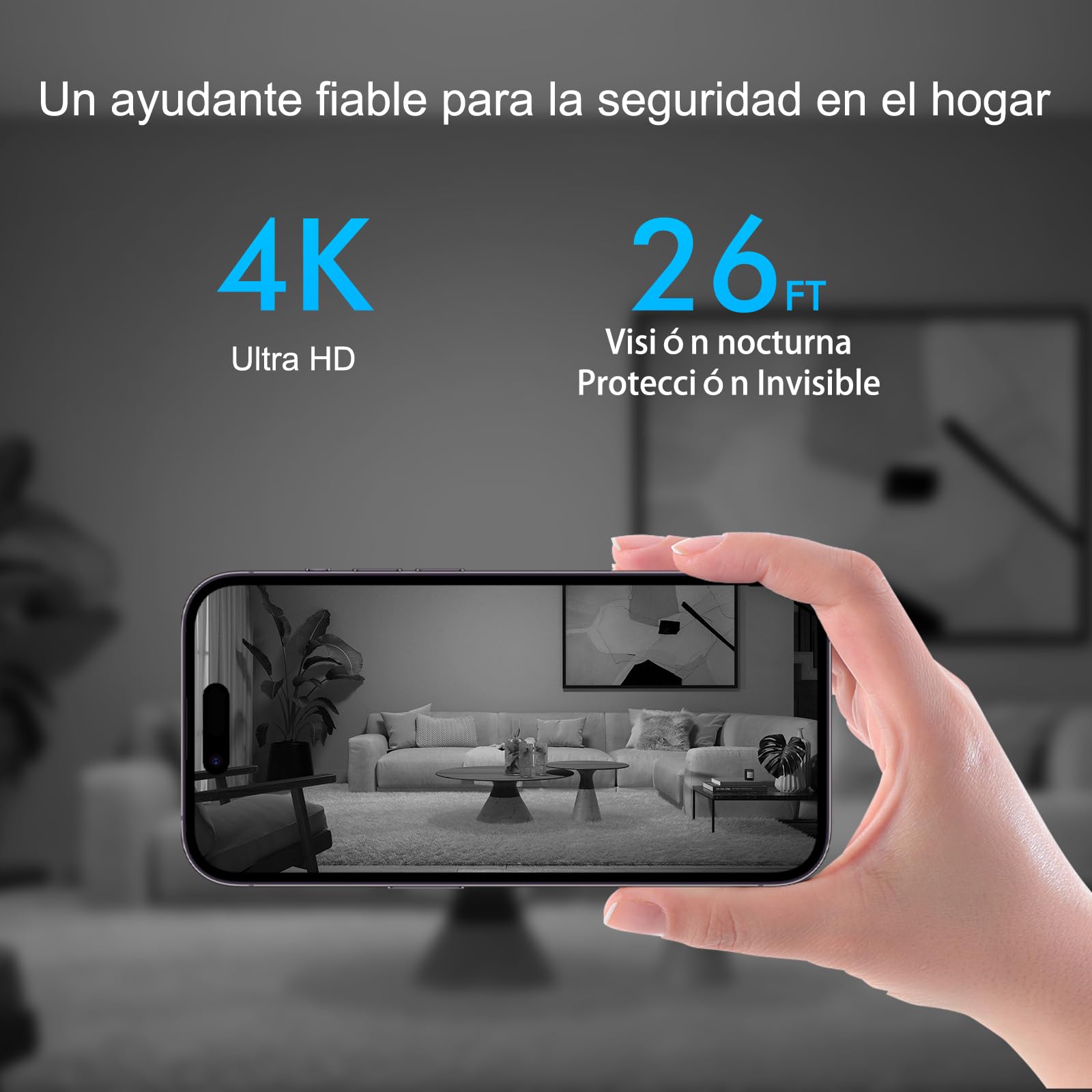 Mini Camara Espia WiFi 4K HD, Camara Oculta 3 en 1 con Altavoz Bluetooth y Despertador, Visualización Remota Desde Móvil, Visión Nocturna y Detección de Movimiento para Interior, Hogar