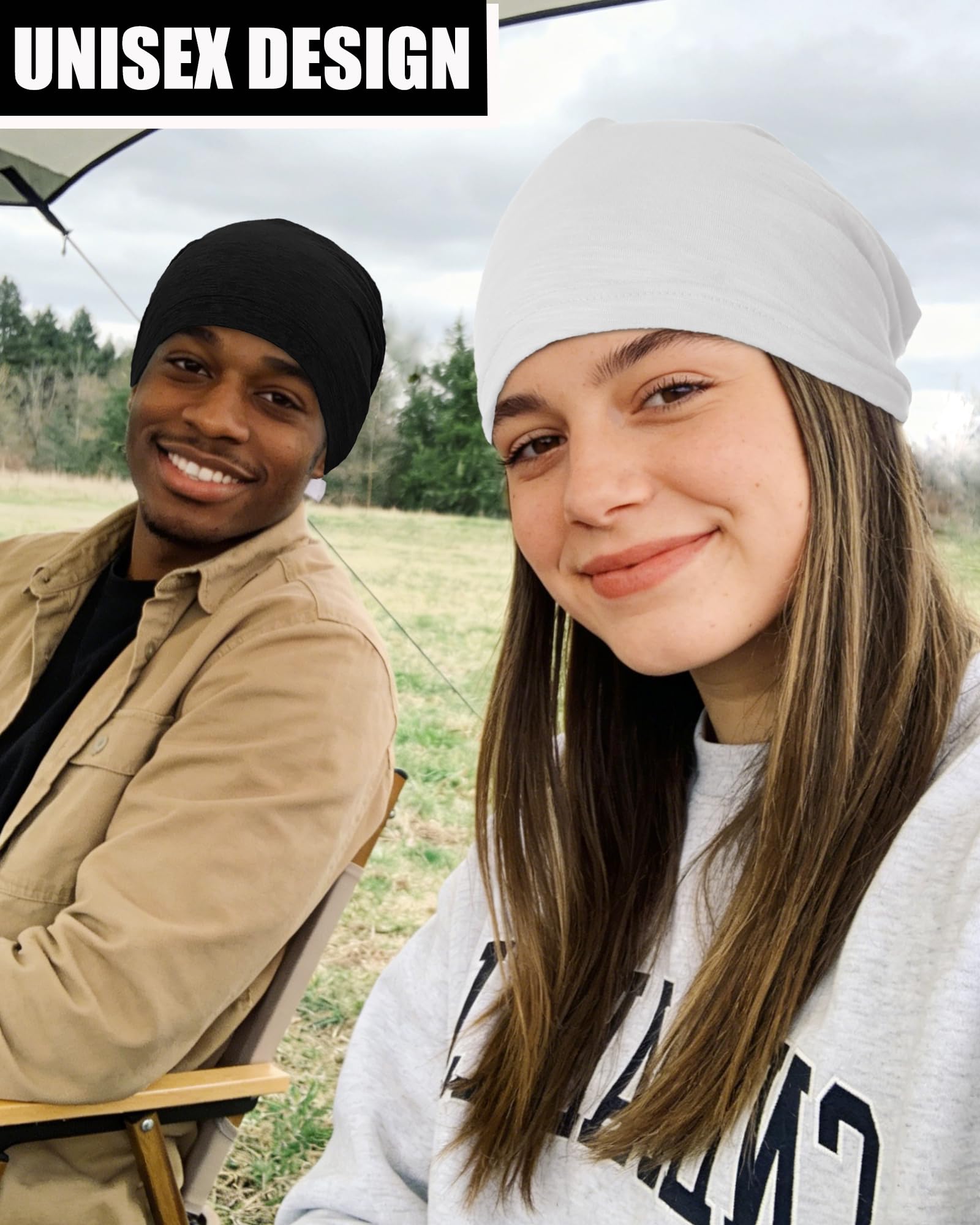 Simapu 100% Cotton Beanie for Men Women, Thin Slouchy Beanies Lightweight Chemo Skull Cap Daily Summer Hat Oversize Headwear — view 7