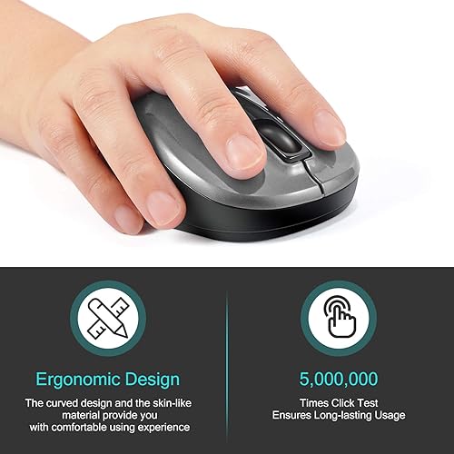 Miniatura 5 de LeadsaiL - Mouse inalámbrico para computadora, 2.4 G, portátil, delgado, inalámbrico, con menos ruido, para computadora portátil. Mouse óptico con 4