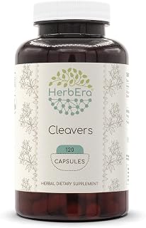 HerbEra Cleavers Capsules 400mg | Galium Aparine Dried Herb 120 Caps | Natural Diuretic Supplement