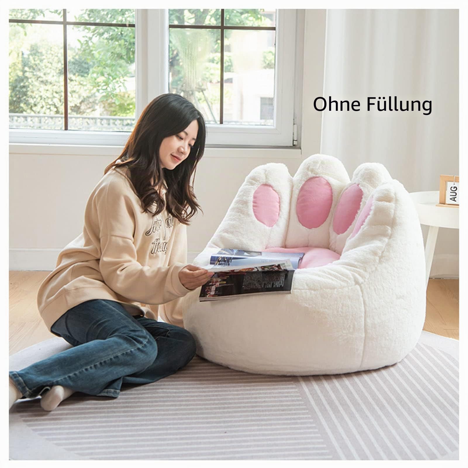 Sitzsack-Stuhlbezug, (Füllung nicht im Lieferumfang enthalten) Lazy Sofa niedlich wie eine Katze Pfote dekorieren das Wohnzimmer Schlafzimmer für Erwachsene, L