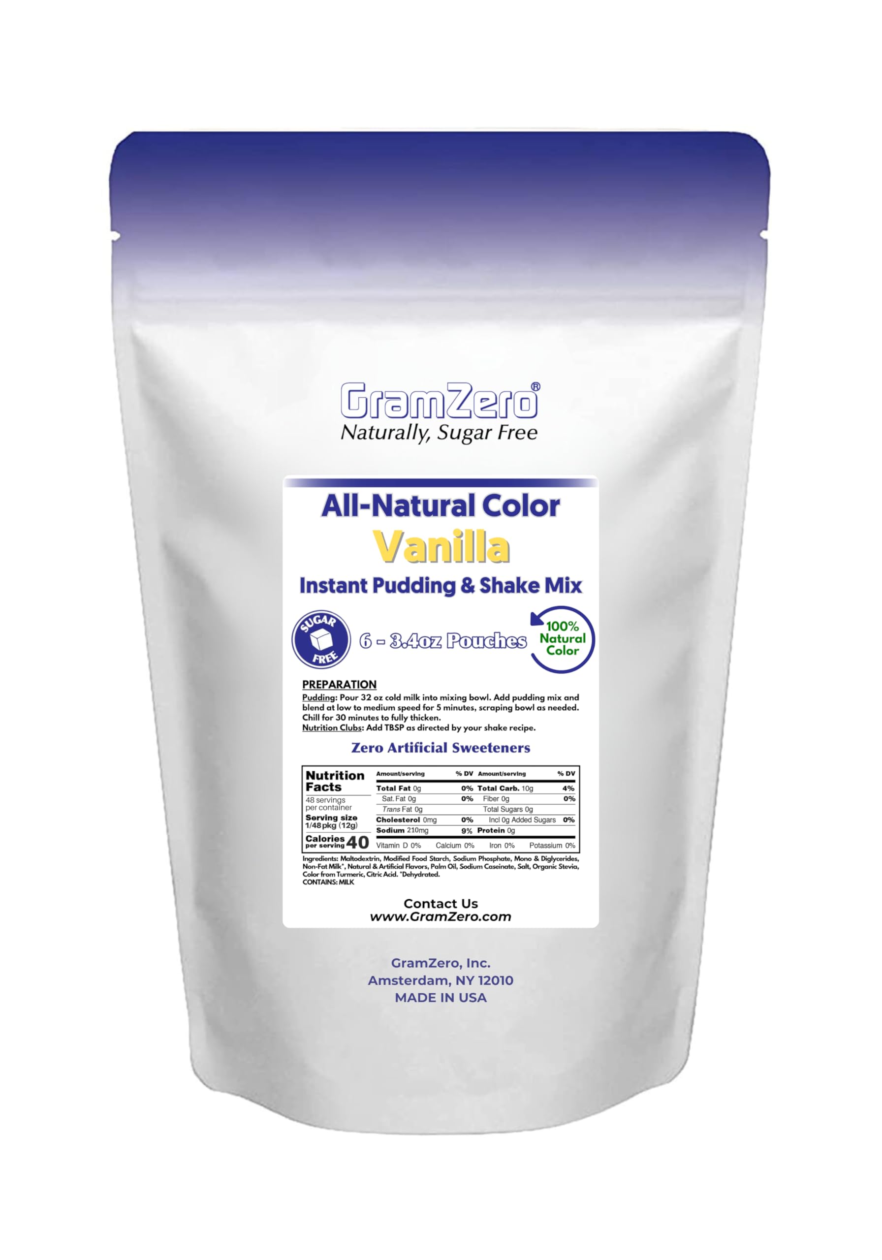 Amazon.com : GramZero Natural Color VANILLA Sugar Free Pudding Mix