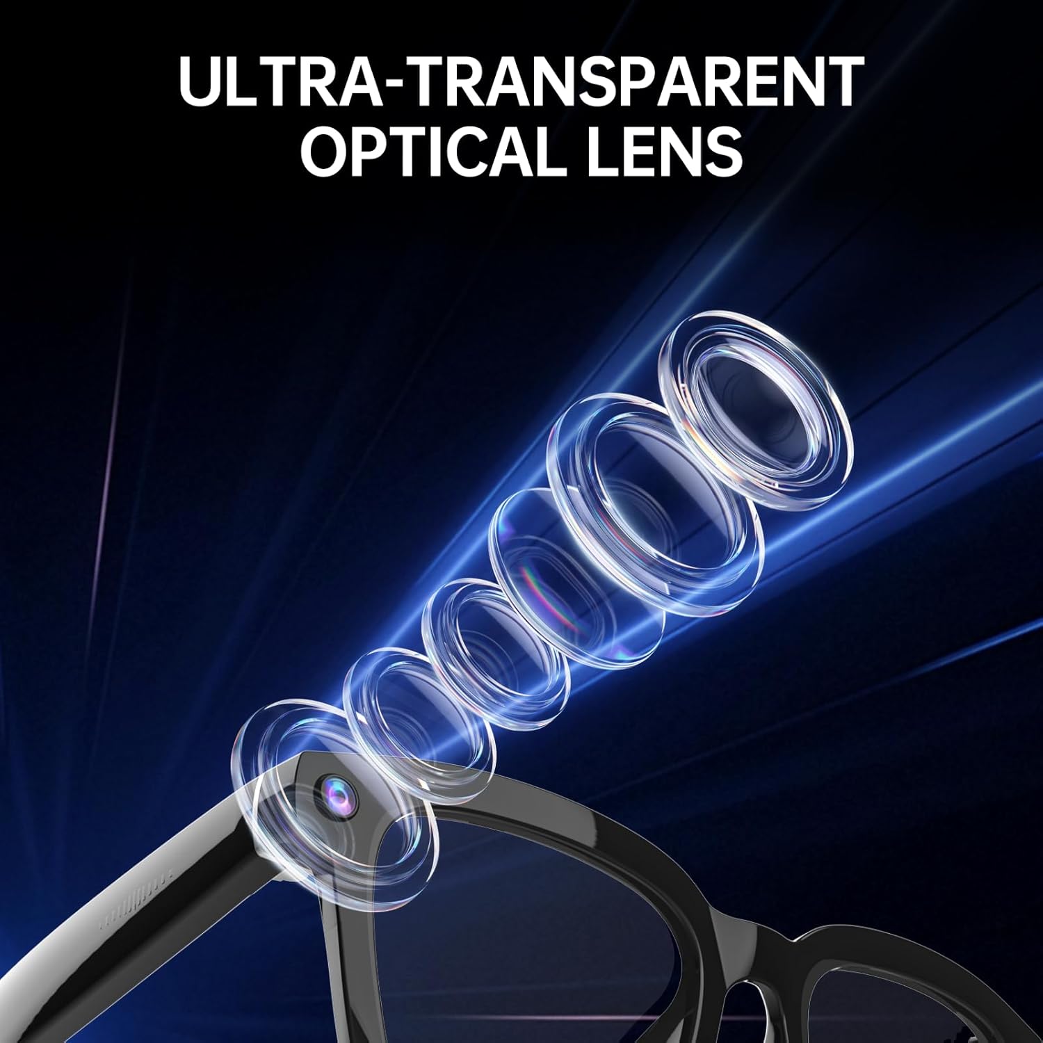 AI Smart Glasses with 500M Camera, Bluetooth 5.3, IP65 Waterproof, 6-Axis Image Stabilization, Instant Translation, Voice Call, App Control, 220mAh Battery, Magnetic Charging