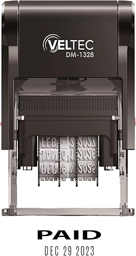 Miniatura 6 de Veltec Sello de fecha de goma autoentintado con frase y fecha (rojo, recibido)