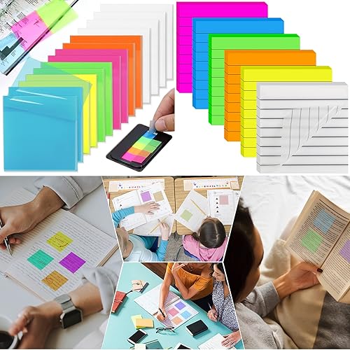 Notas adhesivas transparentes forradas de 3 x 3 pulgadas, multicolor, 300 hojas y 800 hojas multicolor de 3 x 3 pulgadas, notas adhesivas