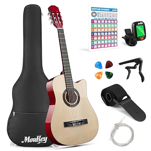 Guitare acoustique Moukey 38" pour débutants, enfants, jeunes et adultes,