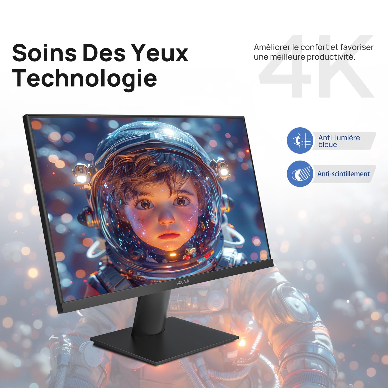 KOORUI Monitor 27 Zoll 4K UHD IPS 60Hz HDMI 2.0 DisplayPort 1.4 Adaptive Sync HDR10 VESA 100x100mm