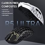 ATTACK SHARK R5Ultra 8K Carbon Fibre sans fil jeu souris avec 42000 DPI -PAW3950 MAX Capteur -39g Ultra-léger-Nordique 52840 MCU Mouse programmable pour PC/Mac (blanc)