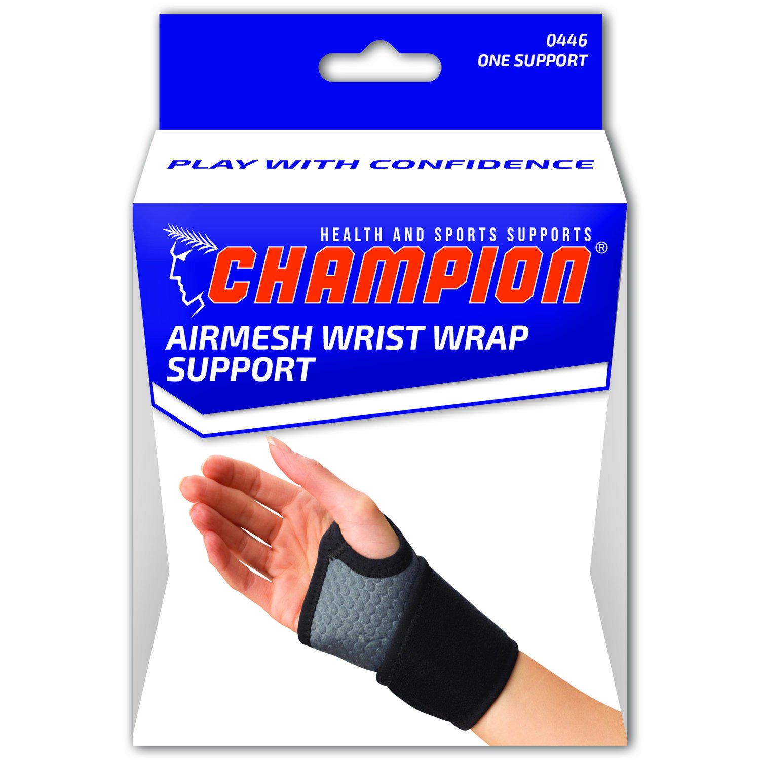 Champion Wrist Wrap Support, Universal Fit, Airmesh Fabric, Grey,