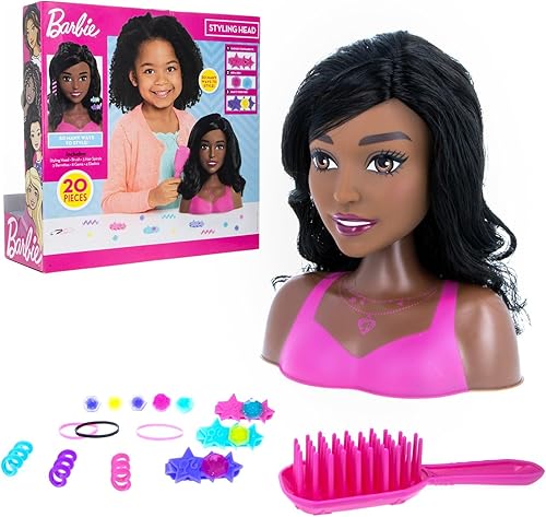 Miniatura 4 de Barbie Just Play - Cabeza de peinado pequeña, cabello negro, juguetes para niños a partir de 3 años