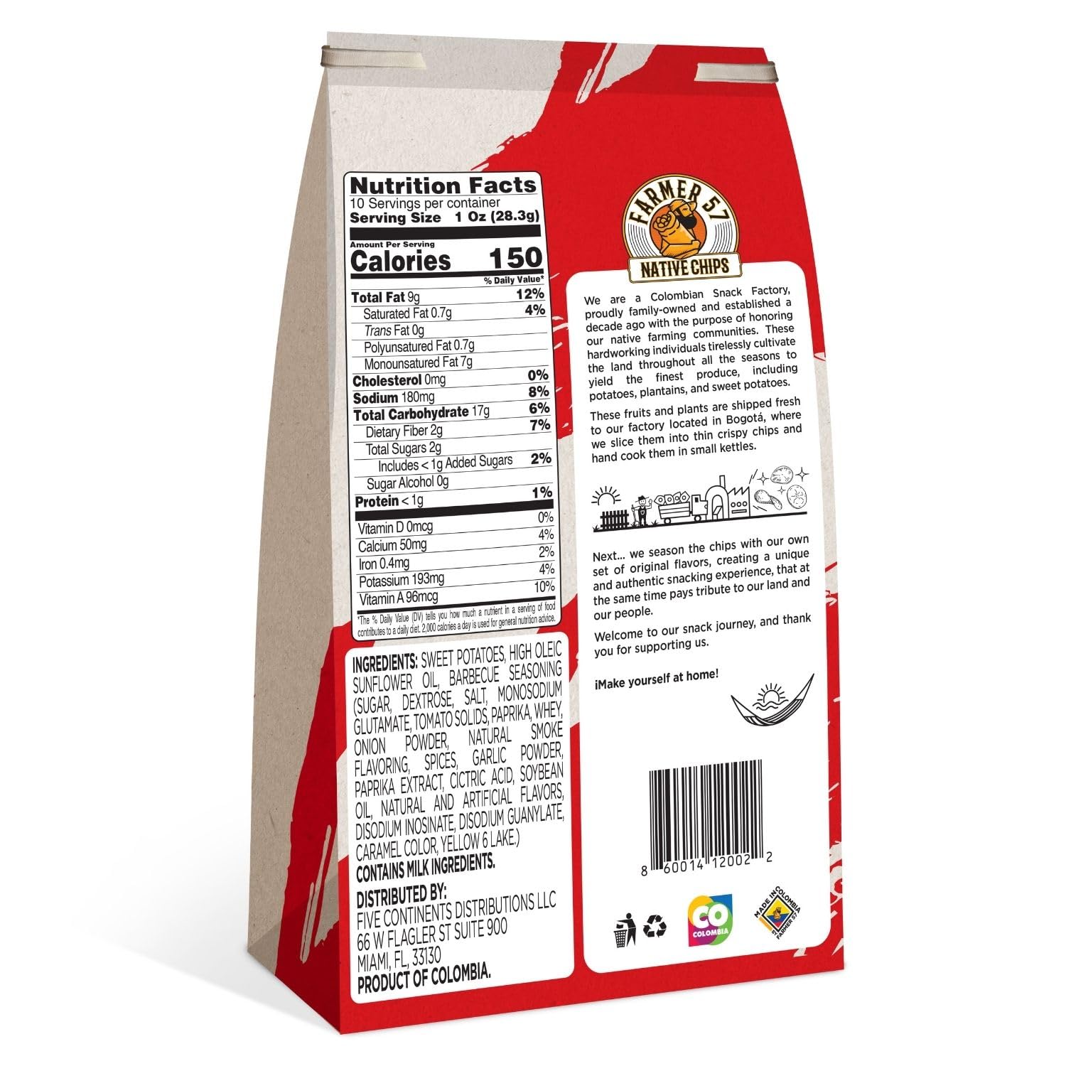 Farmer 57 Native Chips Sweet Potato Chips Smoky BBQ 10 oz – 4 Pack, Kettle Cooked Crunch, Kosher, Gluten-Free, Non-GMO