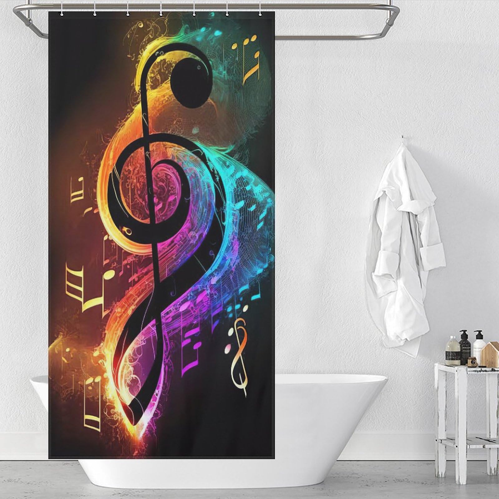 Rideau de douche musique live néon étanche pour garder votre sol propre et sec