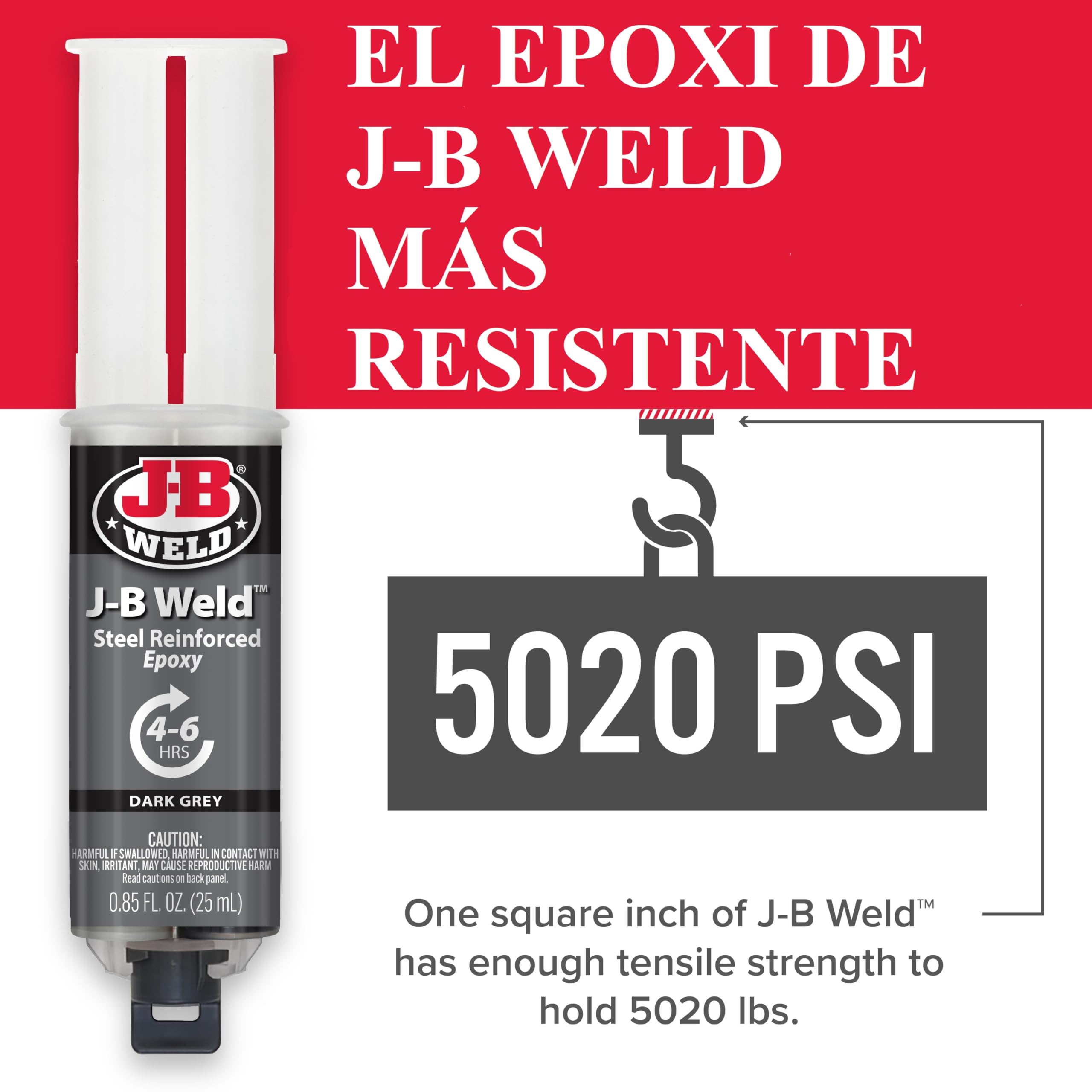 J-B Weld 50165SPA - Epoxi - Fijación Lenta - Reforzado con Acero - Metal - Reparaciones - Artesanía - Automotriz - Fontanería - Embarcaciones - Plásticos - 25ml