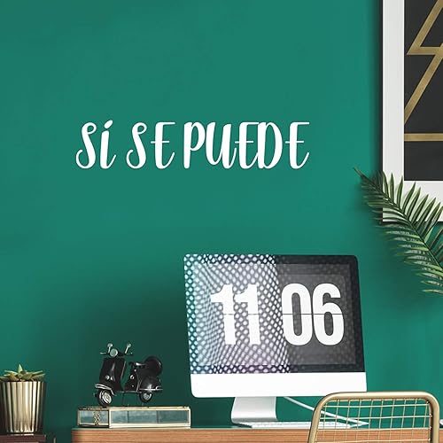 Calcomanía de vinilo para pared, Si Se Puede/Yes You Can, 6 x 30 pulgadas, calcomanía motivacional positiva con cita española para dormitorio,