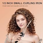 1/2 Inch Small Curling Iron, 13mm Skinny Curling Wand for Short Hair, Pixie Cuts & Bangs, Ceramic Thin Hair Curler for Tight Ringlets & Spiral Curls, Travel Dual Voltage, up to 480°F