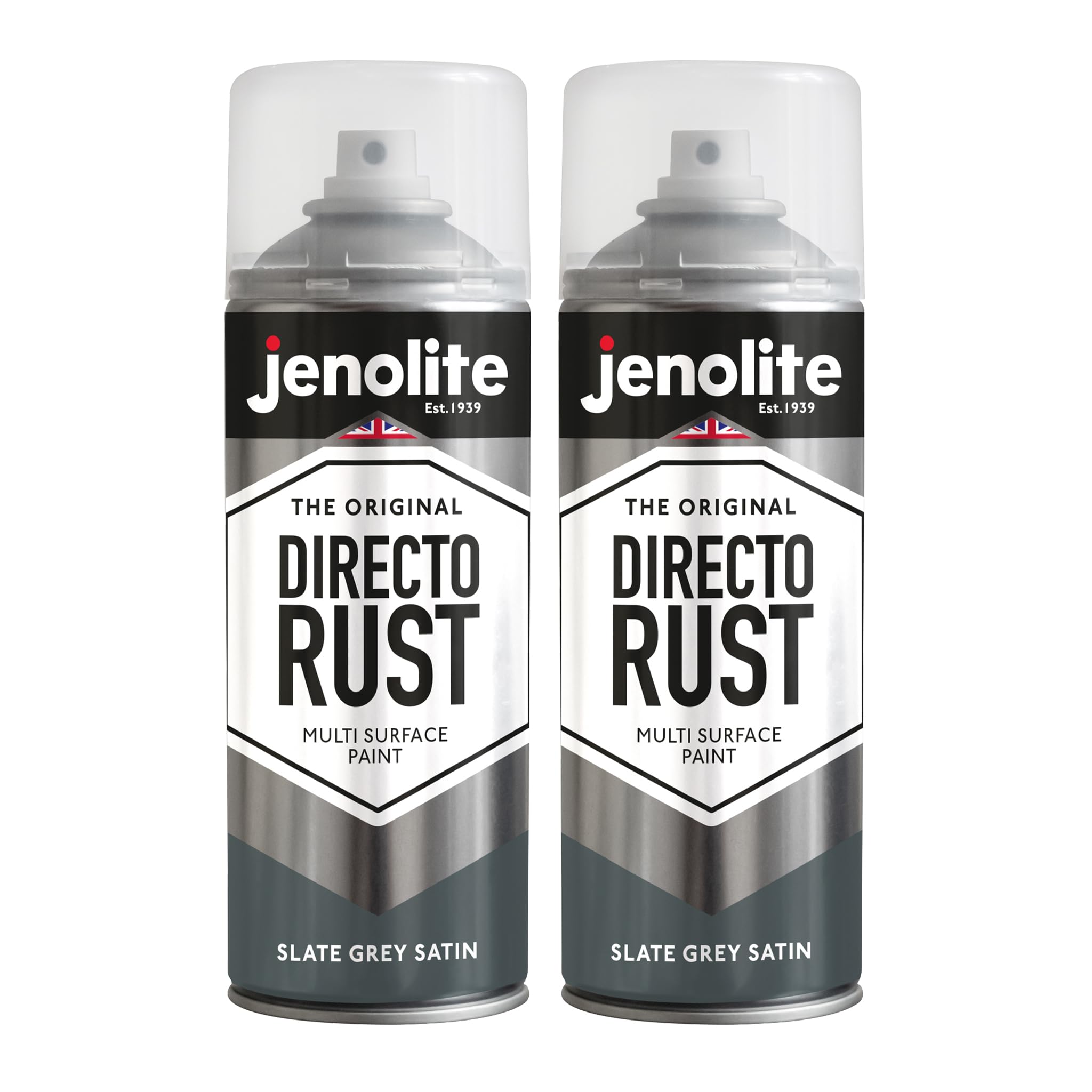JENOLITE Directorust Spray Paint Satin Finish | SLATE GREY | 2 x 400ml | Direct To Rust Spray Paint For Metal | All-In-One Multi Surface Paint for Metal, Wood, Plastic, Ceramic | RAL 7031 โ image 1