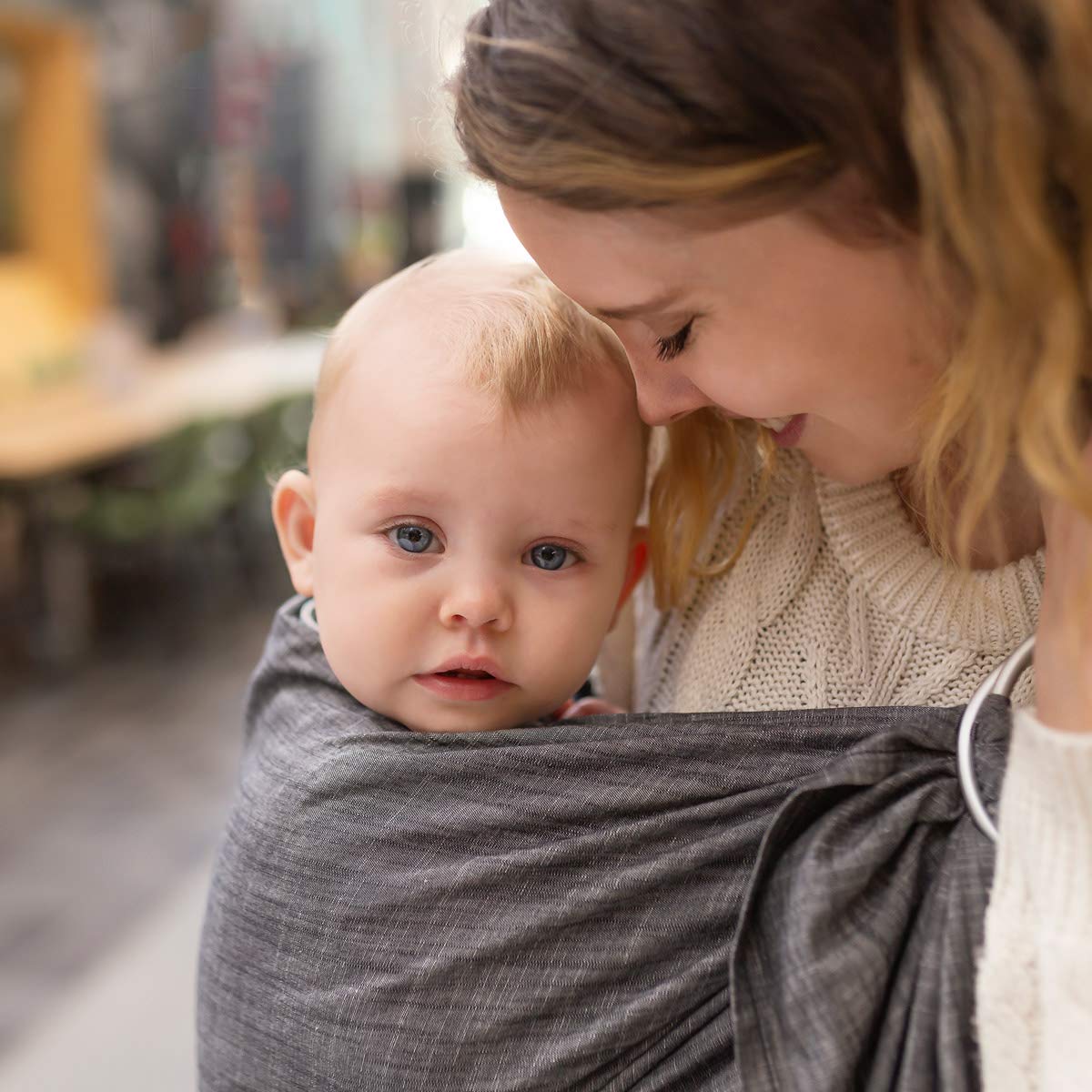 Ring-Sling Popeline Denim schwarz