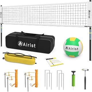 Airist Juego de Red de Voleibol portátil, Juego de Redes Profesionales de Voleibol para Patio Trasero y Playa, Postes Ajustables de Altura Ajustable, Voleibol y Bolsa de Transporte, Color Blanco