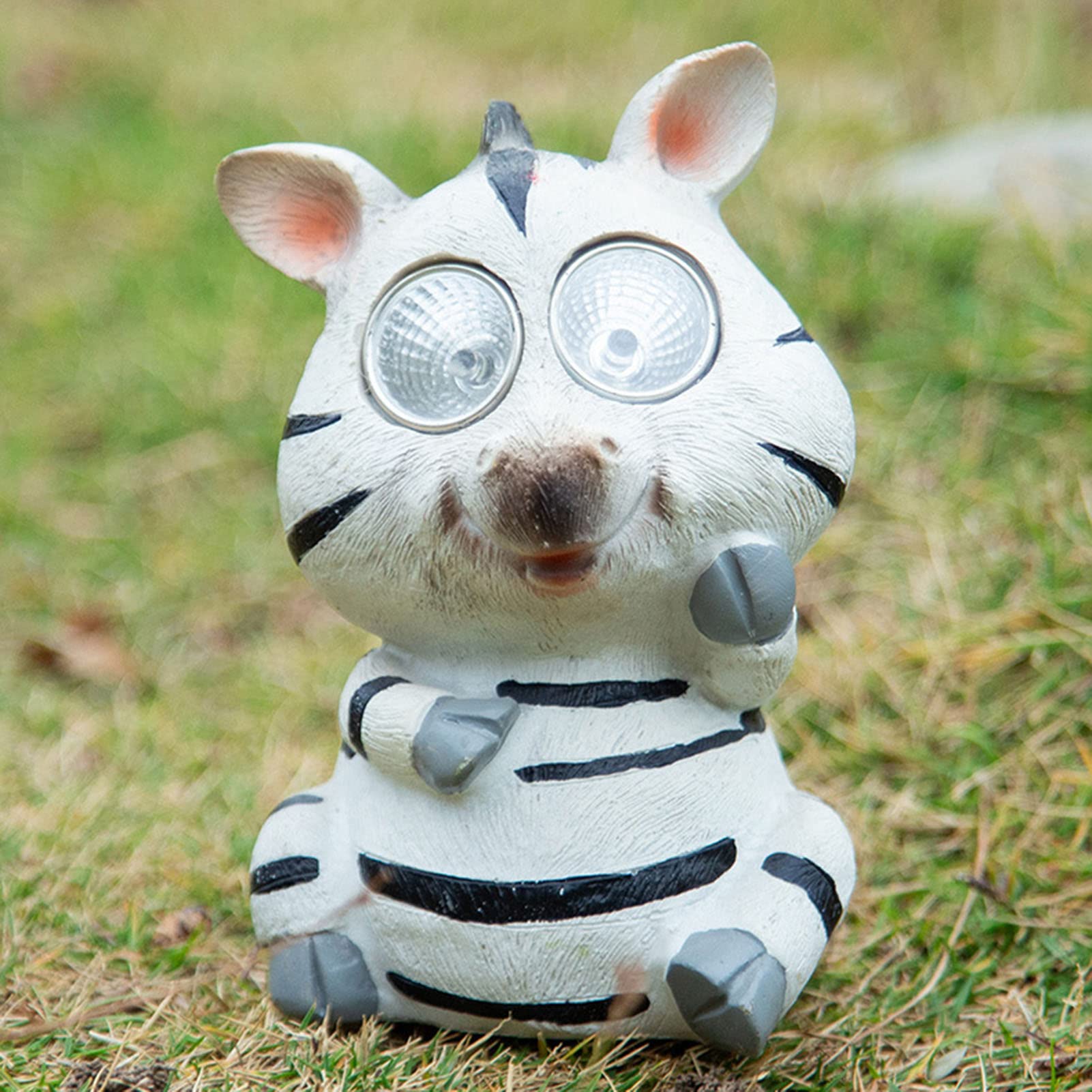 Statuette da Giardino, Zebra a Strisce realistica, Ornamenti a Luce Solare, Scultura in Resina di Piccoli Animali per Soggiorno, Giardino, Balcone, Cortile, Decorazione della Villa re