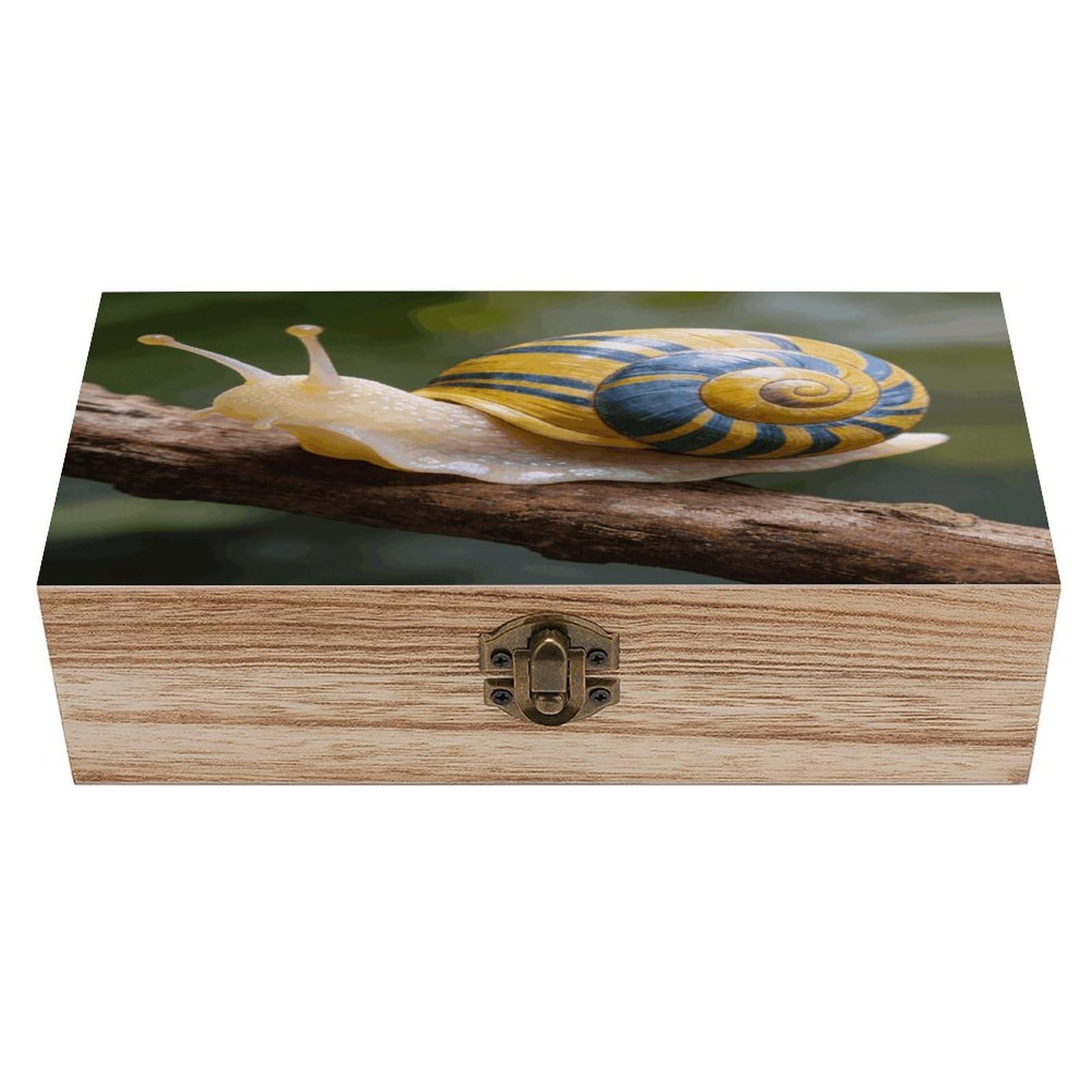 LZQPOEAS Snail Wooden Keepsake Box Wooden Storage Box Container with Hinged Lid Beautiful Wood Memory Box Decorative Jewelry Case for Crafts Art Hobbies & Trinket Storage