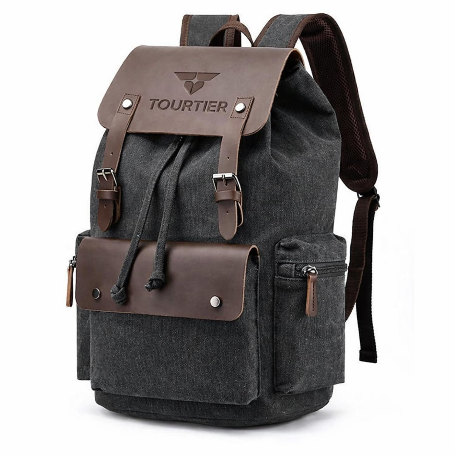 TOURTIER Canvas Travel Daypack Black