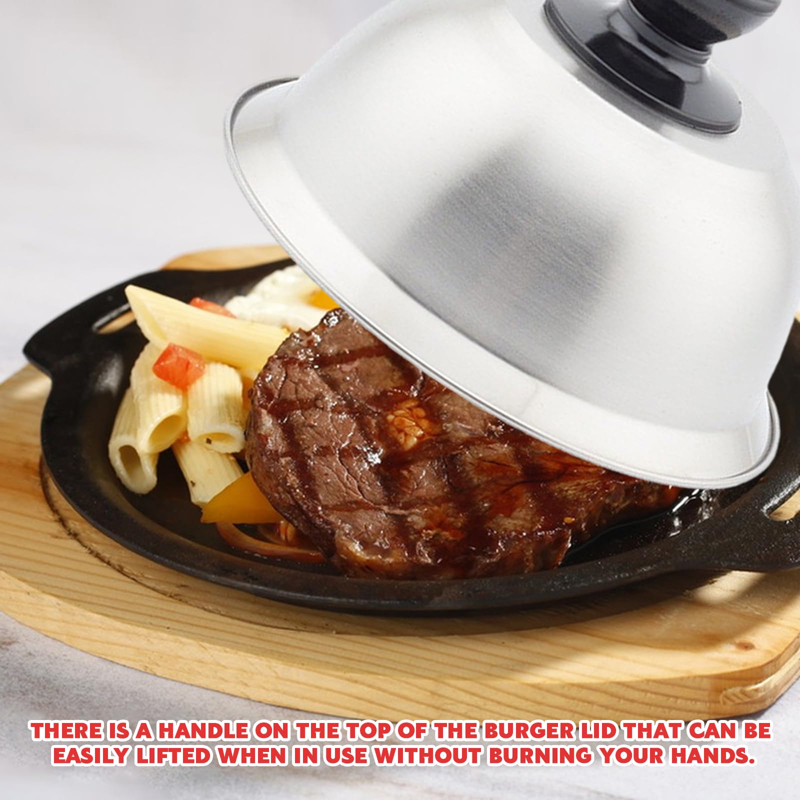 Ticeed Campane Per Hamburger In Acciaio Inox - Set Da 2 Per Sciogliere Formaggio E Cuocere Alla Griglia - Foto 4