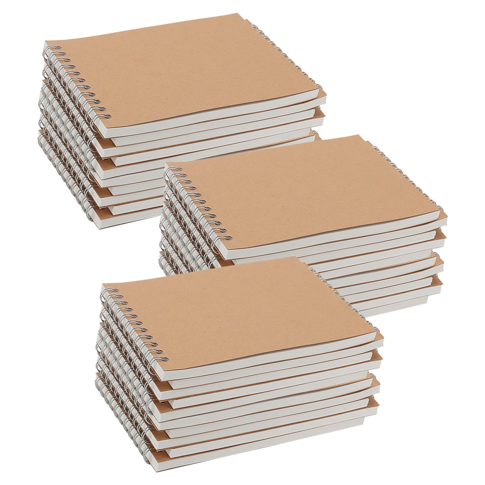 SOUJAP 30 Pack A6 Top Spiral Sketchbook, 60 Sheet/120 Page Small Spiral Drawing Pad, Top Bound Kraft Sketchbook for Sketching, Drawing, Writing