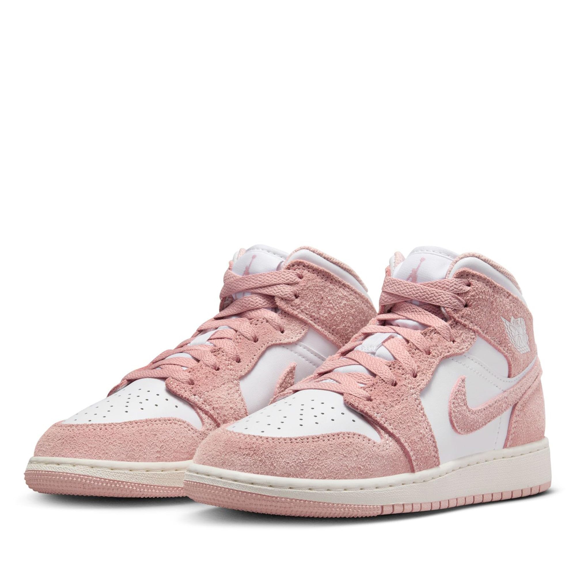 Air Jordan 1 Mid SE Big Kids' Shoes (FN7432-161, White/Sail/Legend Pink) Size 7