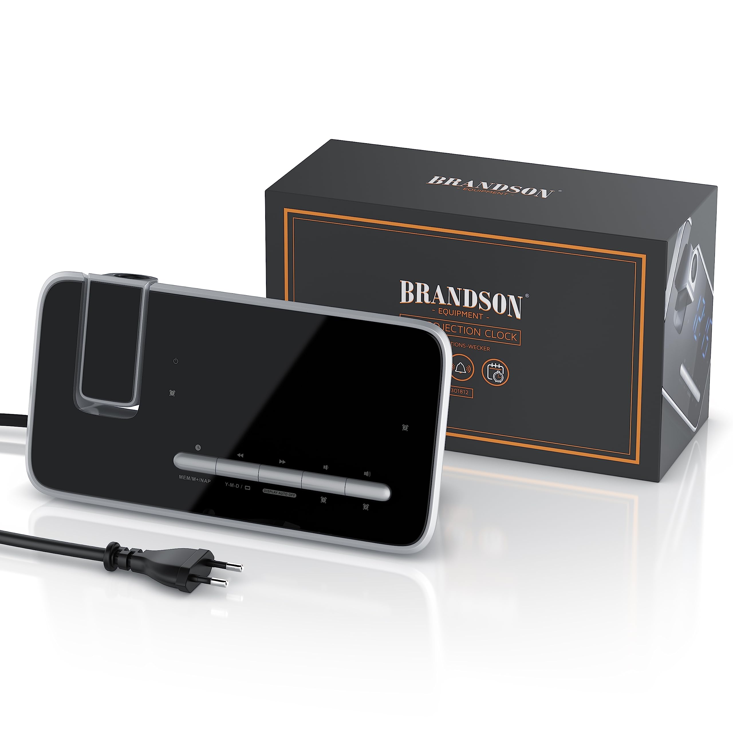 Brandson Radiowecker mit Projektion – Digitaler Projektionswecker mit LED-Anzeige, 3 Helligkeitsstufen, Dual-Alarm und FM Radio
