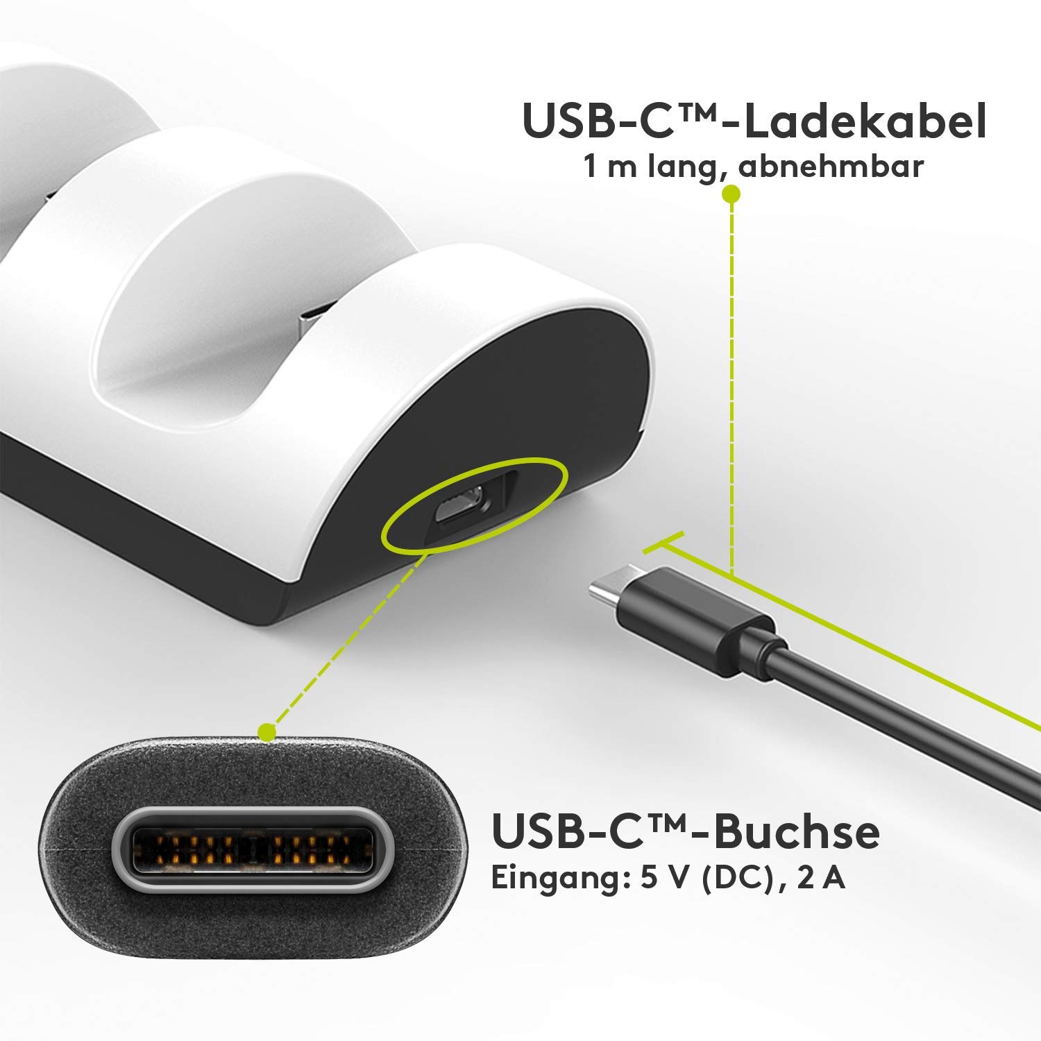 Goobay 52765 PS5 Ladestation für Controller/Ladegerät für 2X DualSense Wireless Controller der PlayStation 5 / USB-C