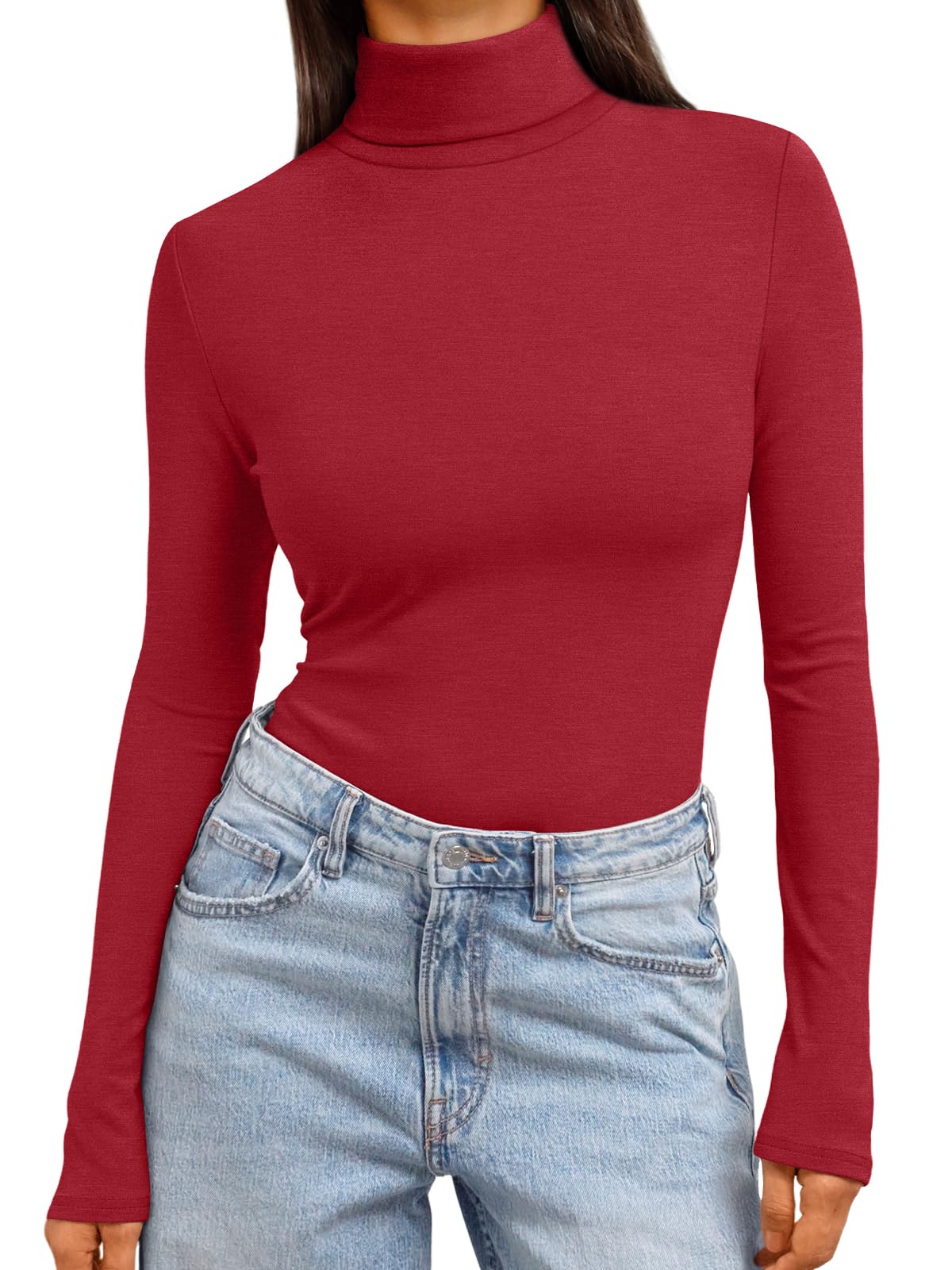 Foto de Trendy Queen - Blusa de manga larga y cuello alto para mujer, prenda a la moda, básica, ajustada, suave y térmica para invierno y otoño (imagen 1)