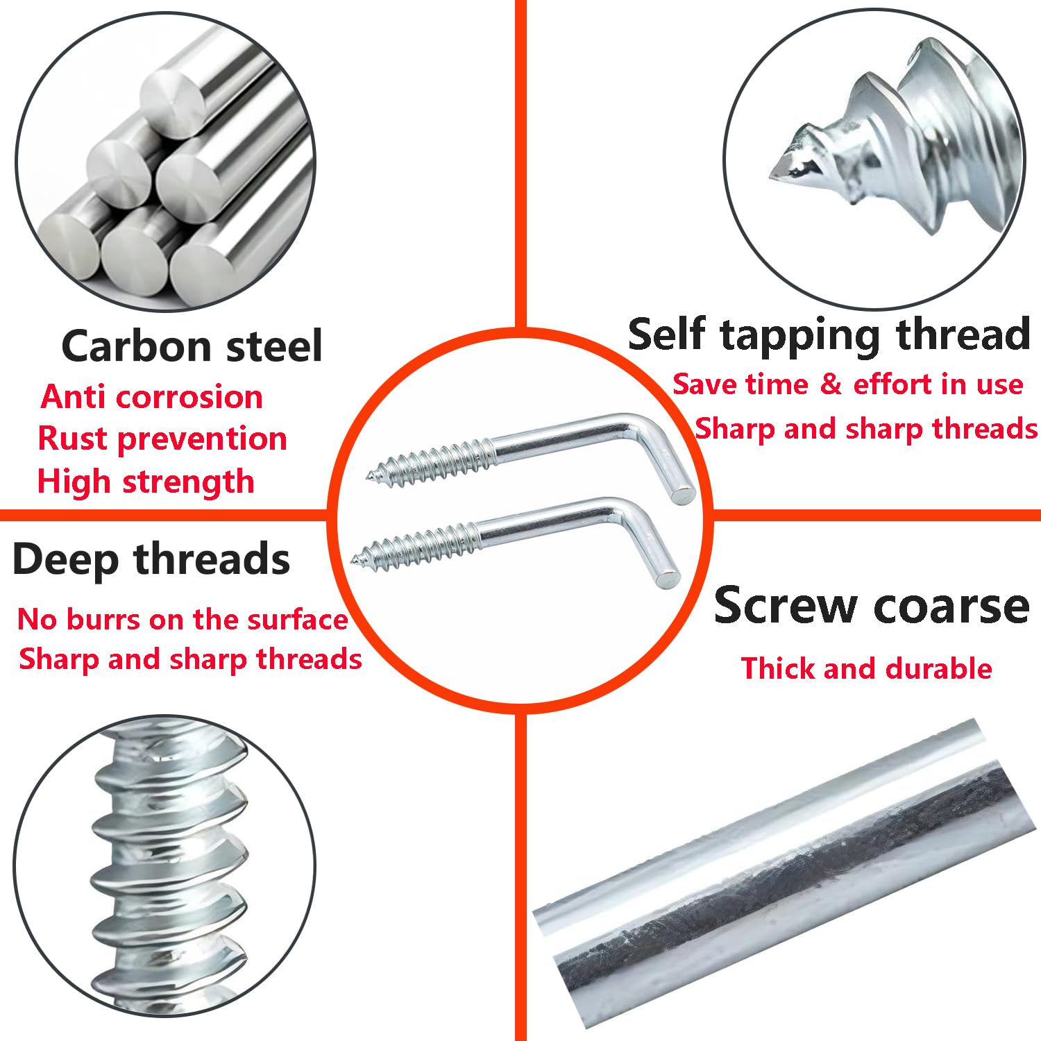 Ctyjia 20 pcs L Hook Screws, Self Tapping Right Angle Hooks for Hanging Cups Keys, M2.5 x 25 mm, Silver - Image 4