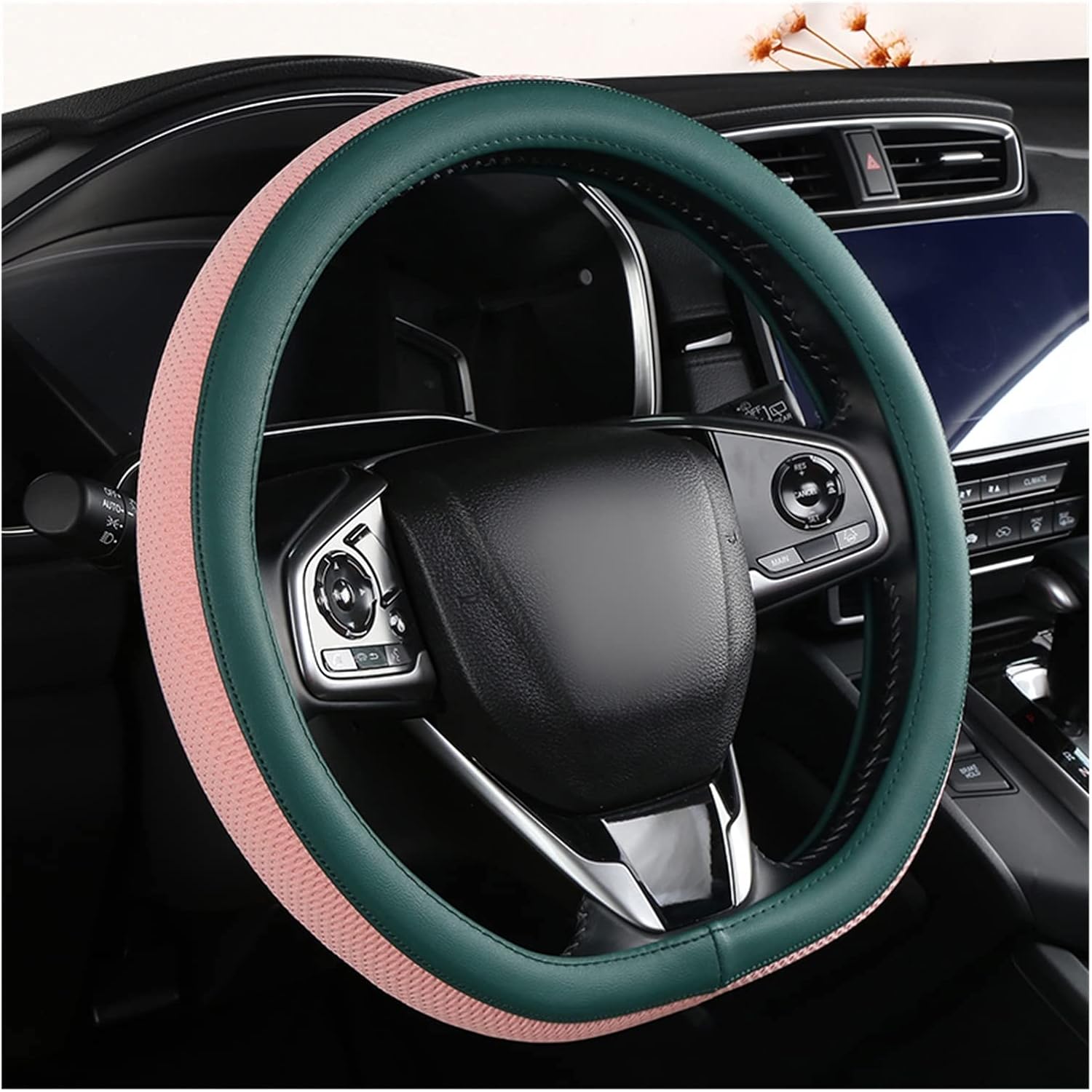 TITIZA Car Steering Wheel Cover Set Car Steering Wheel Cover D Type Four Seasons Ice Silk Breathable Sweat-Absorbing Car Interior (Color : 5#)