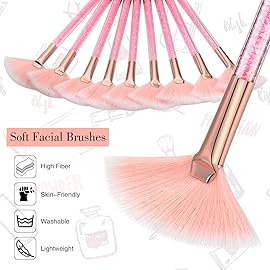 9 Pieces Facial Fan Mask Brushes, Soft Facial Applicator Brushes Tools for Peel Glycolic Makeup for Mud Cream(Pink)