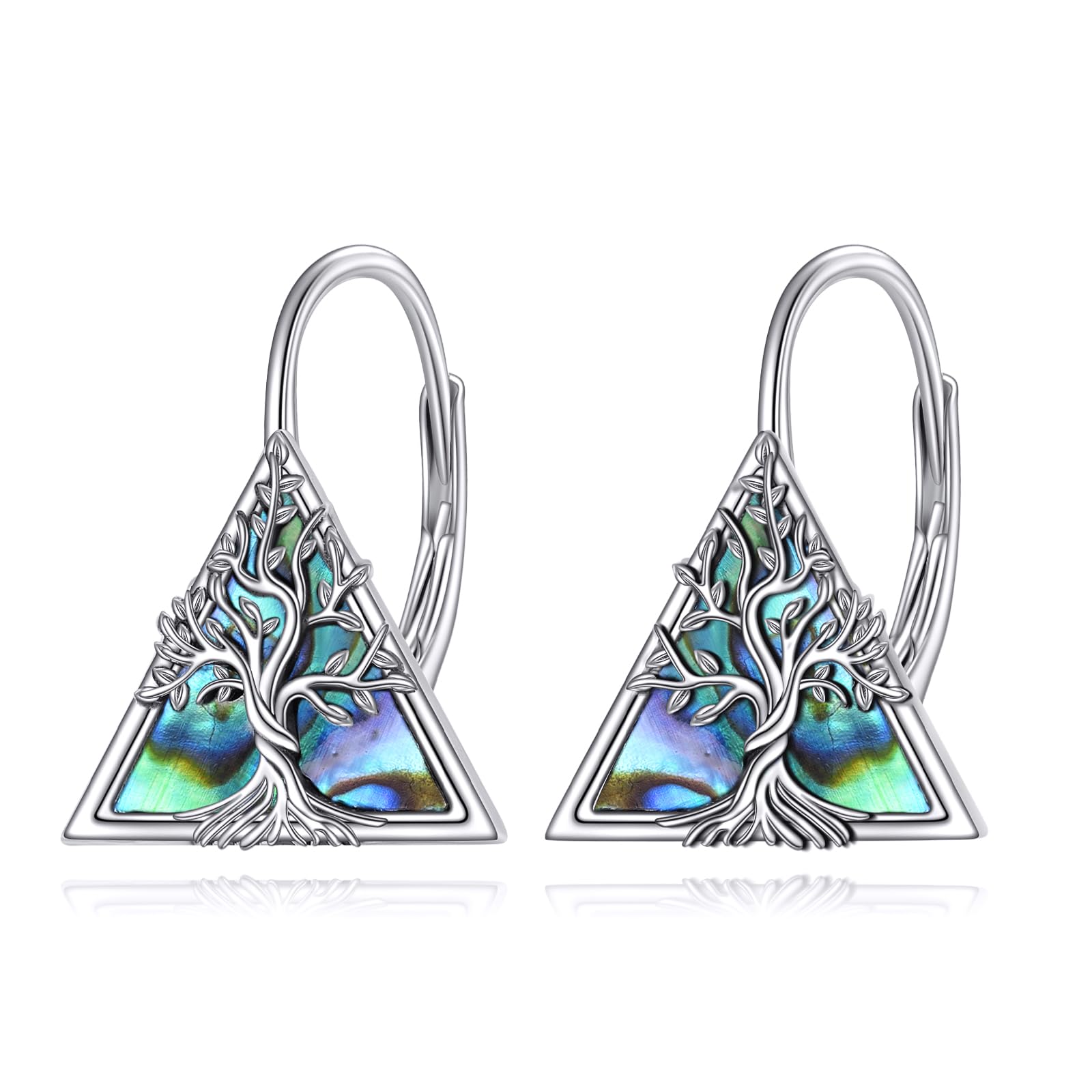 Keltische Ohrringe Damen 925 Sterling Silber Keltisches Knoten Creolen Ohrringe Abalone Muschel Schmuck Geschenk