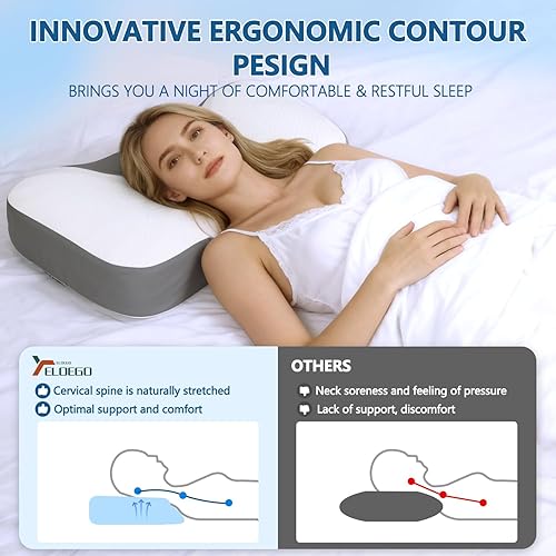 Miniatura 3 de Almohada de espuma viscoelástica, almohada cervical cervical ergonómica, almohada de apoyo cervical para cuello y hombro, almohada ortopédica de