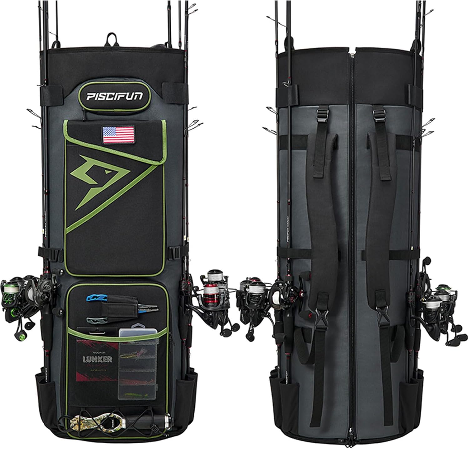 Piscifun Fishing Rod Case,100L Fishing Rod Bag for 8 Rods & Reels