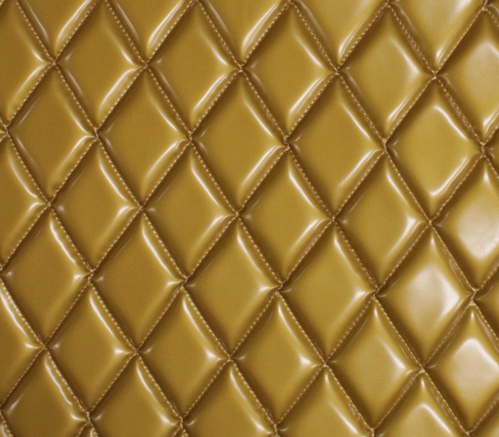 Vinyl Quilted Foam Fabric with 3/8" Foam Backing Upholstery / 52" Wide/Sold by The Yard/FABRIC EMPIRE (Matte Gold, Diamond 2" x 3")