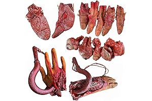 Realistic Fake Body Organs Broken Severed Body Parts for Halloween Party Decorations (6PCS)