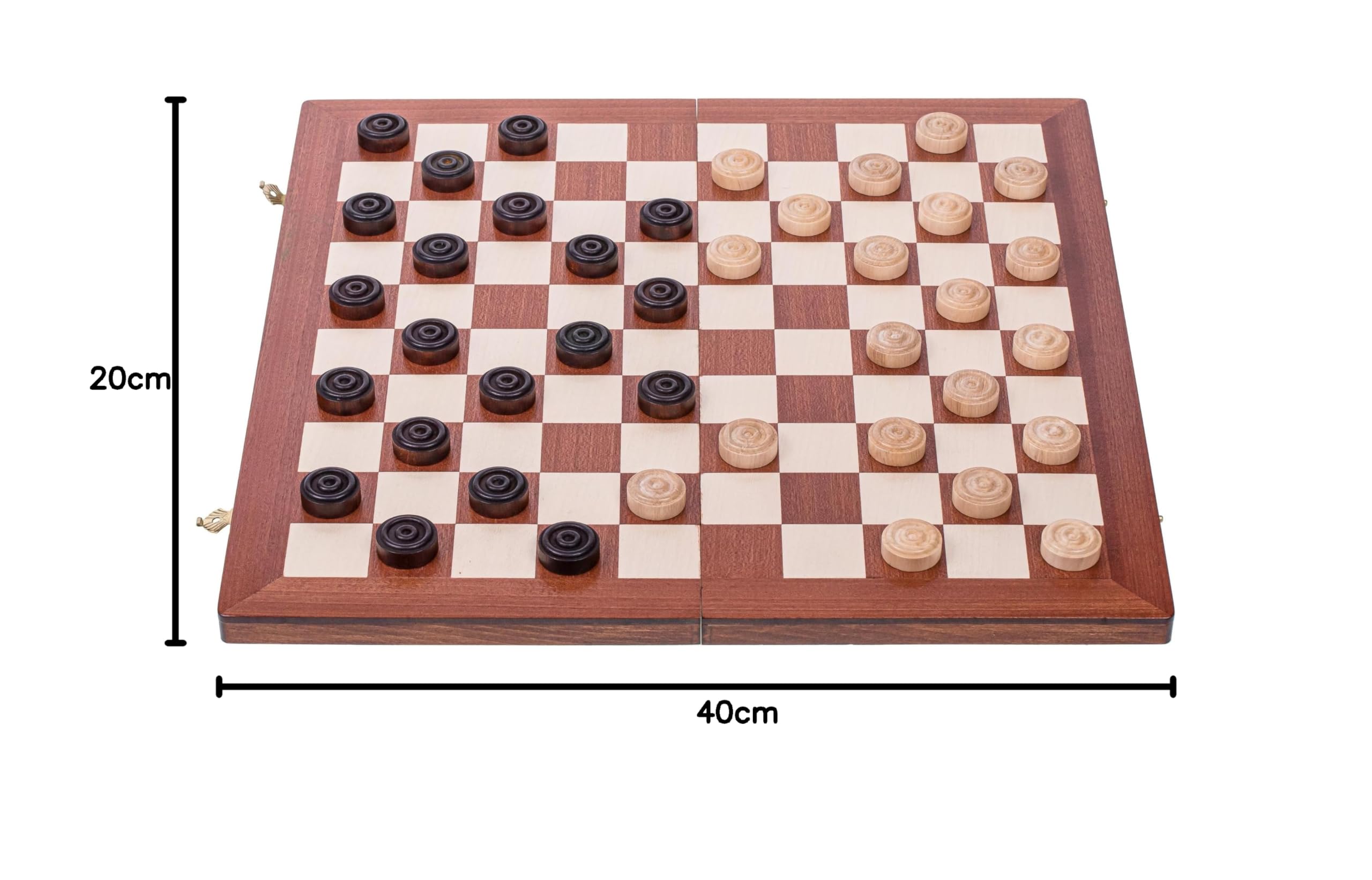 Square - Damespiel - 100 Feld - Dame Set aus Holz Mahagoni - Brett 40 x 40 cm